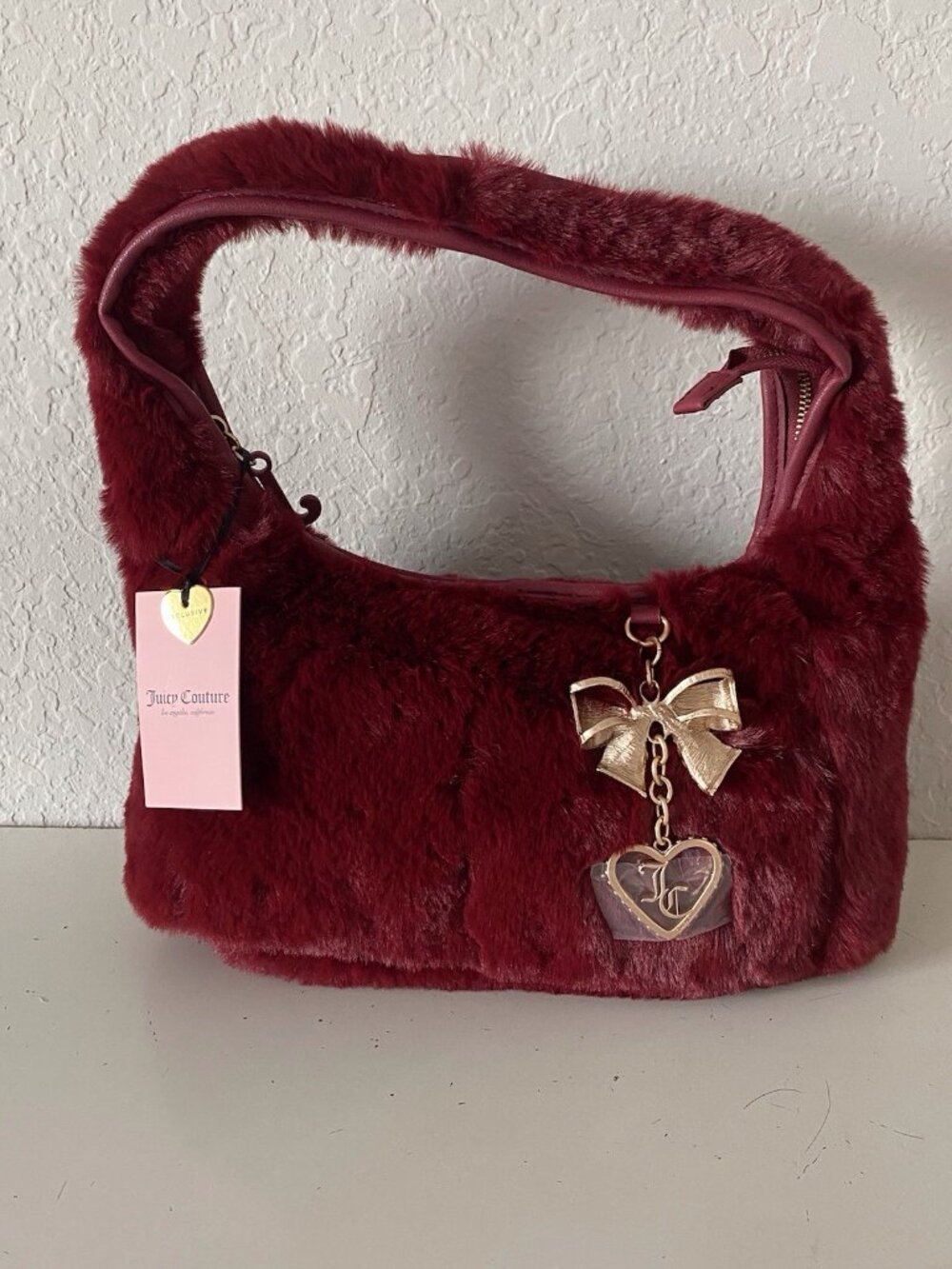 Juicy Couture Juicy Soul Sister Hobo Coho Shoulder Bag Cranberry Juice W/Charm